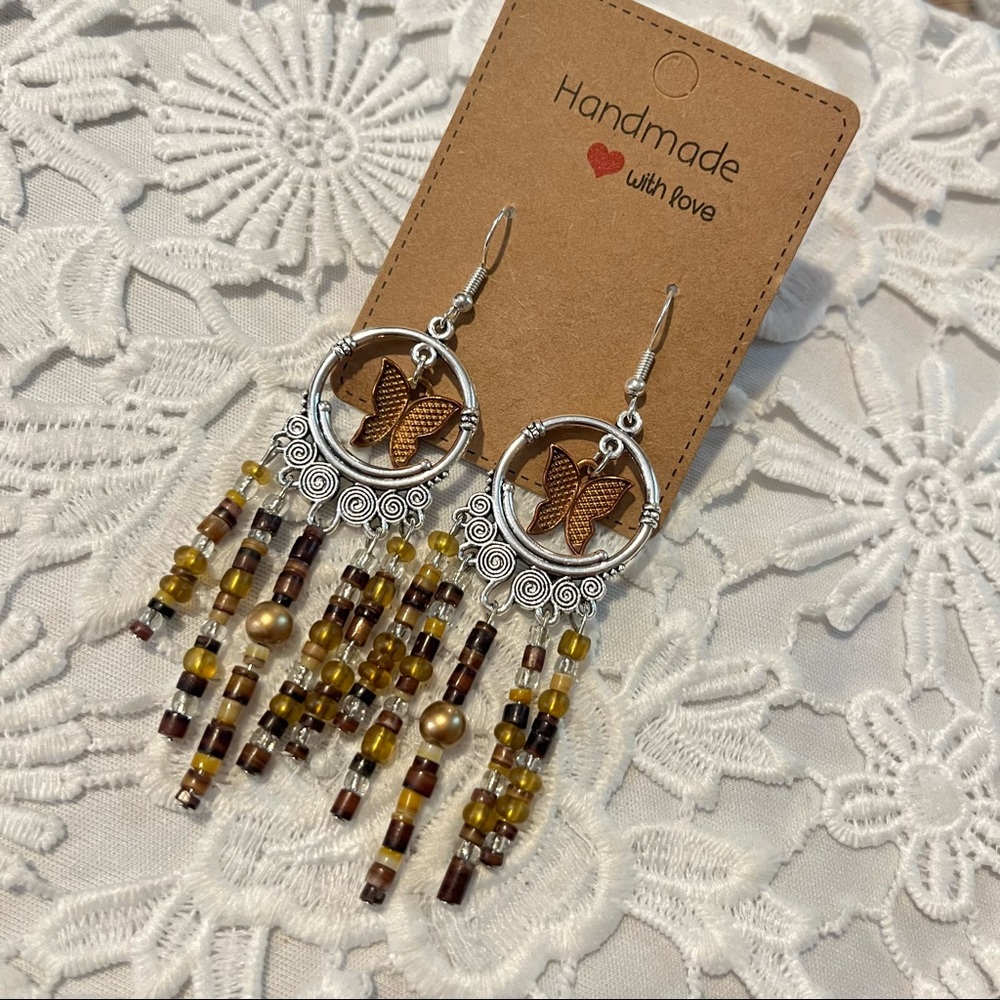 Boho butterfly dangling earrings